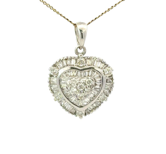 18Ct White Gold .35 Carat TW Diamond Heart Charm Pendant