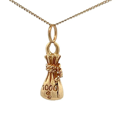 9Ct Yellow Gold Lucky Moneybag Charm Pendant