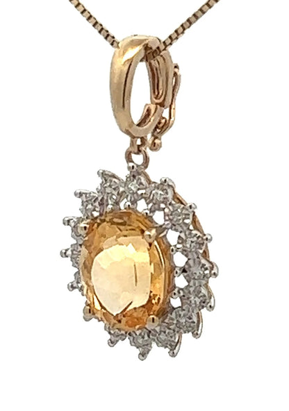 9Ct Yellow Gold Synthetic Citrine and Diamond Enhancer Pendant