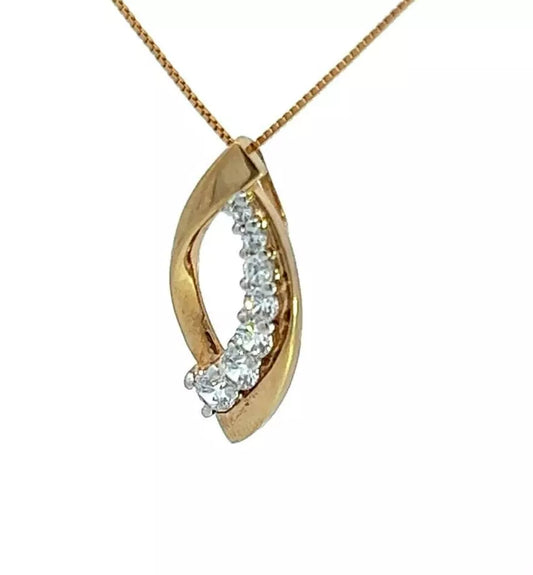 9Ct Yellow Gold CZ Statement Pendant