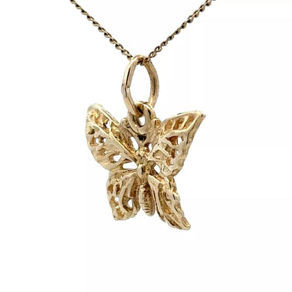 9Ct Yellow Gold Ornate Butterfly Charm Pendant