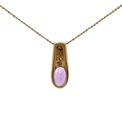 9Ct Yellow Gold Amethyst and Diamond Accent Charm Pendant