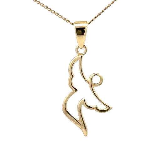 9Ct Yellow Gold Open Angel Pendant