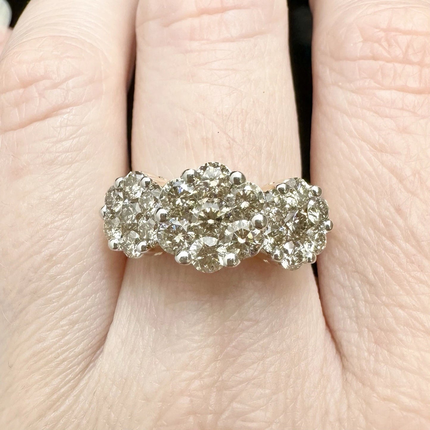 9Ct Yellow Gold 2.00Ct TW Diamond Cluster Ring Sz N