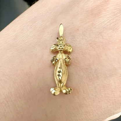 14Ct Yellow Gold Vintage Looney Tunes Sylvester The Cat Slider Charm Pendant