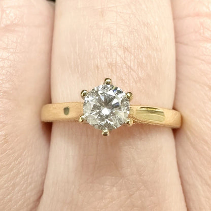 18Ct Two-Toned Gold .45 Carat TW Diamond Millgrain Set Solitaire Ring