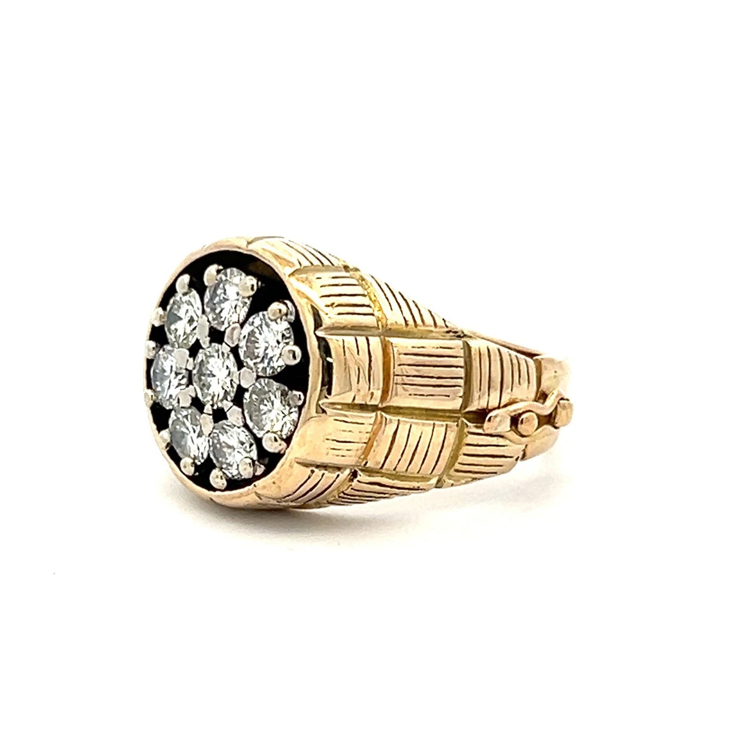14Ct Yellow Gold 1.50 Carat TW Diamond Hinged Men's Ring Sz S1/2 WITH VALUATION