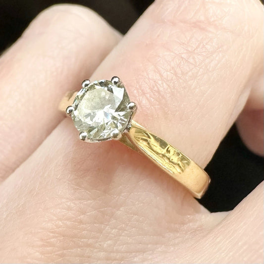 18Ct Yellow Gold 0.60 Carat TW Solitaire Transitional Cut Diamond Ring
