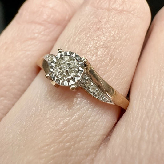 9Ct Rose Gold Diamond Accent Split Shank Ring Sz L