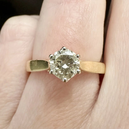 18Ct Yellow Gold 0.60 Carat TW Solitaire Transitional Cut Diamond Ring