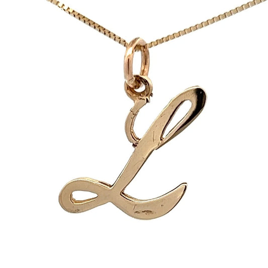 9Ct Yellow Gold 'L' Initial Charm Pendant
