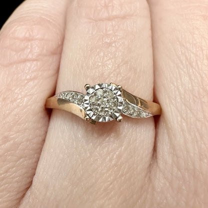9Ct Rose Gold Diamond Accent Split Shank Ring Sz L
