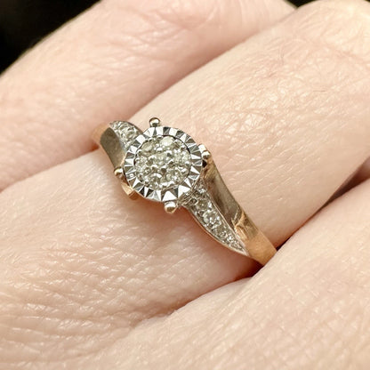 9Ct Rose Gold Diamond Accent Split Shank Ring Sz L