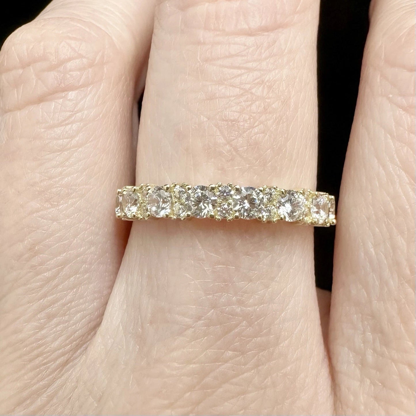 9Ct Yellow Gold 1/2Ct TW Diamond Simulant Band Ring Sz O