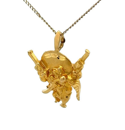 14Ct Yellow Gold Vintage Looney Tunes Yosemite Sam Slider Charm Pendant