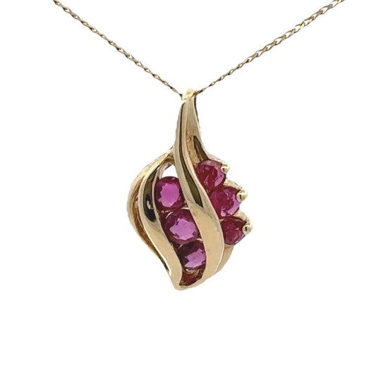 14Ct Yellow Gold Created Ruby Slider Pendant