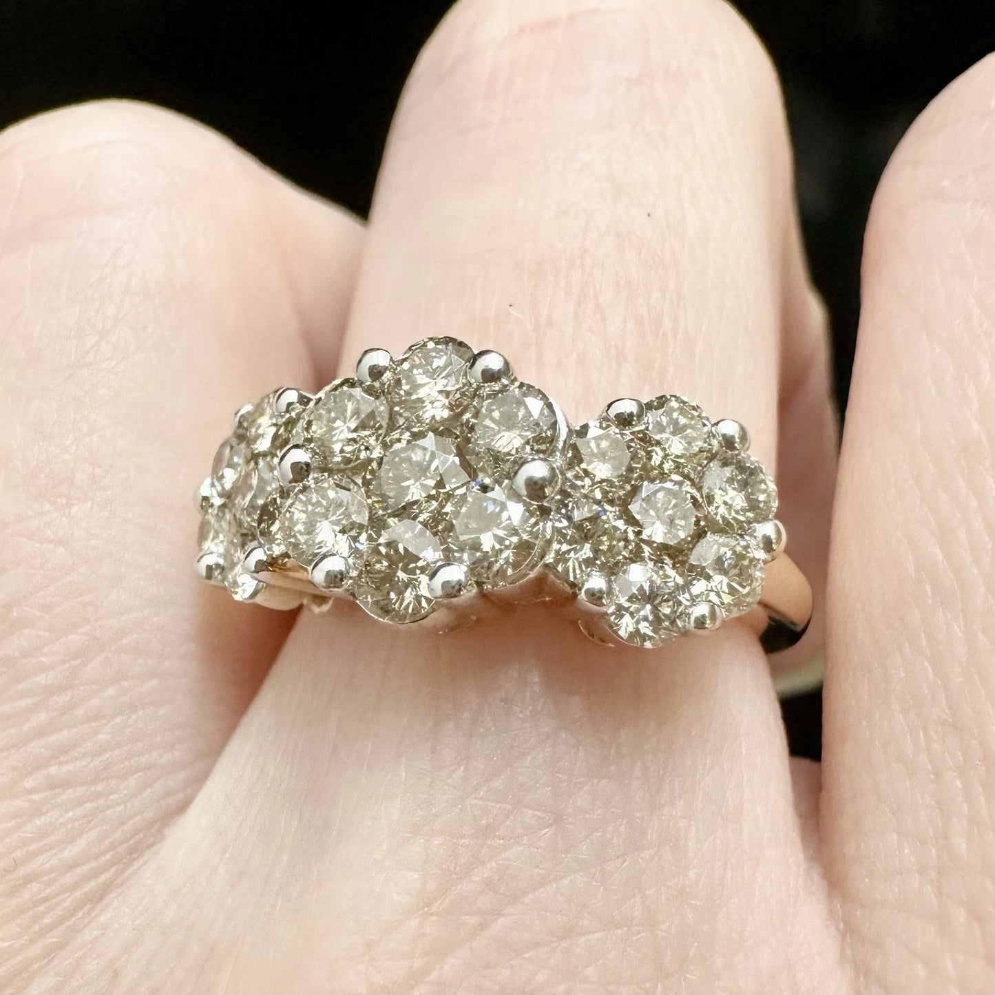 9Ct Yellow Gold 2.00Ct TW Diamond Cluster Ring Sz N