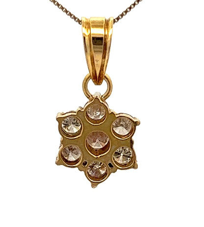 14Ct Yellow Gold .80 Carat Diamond Cluster Pendant