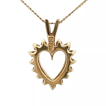 10Ct Yellow Gold 1/4 Carat TW Diamond Heart Charm Pendant