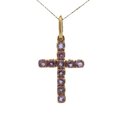 18Ct Yellow Gold Amethyst Cross Pendant