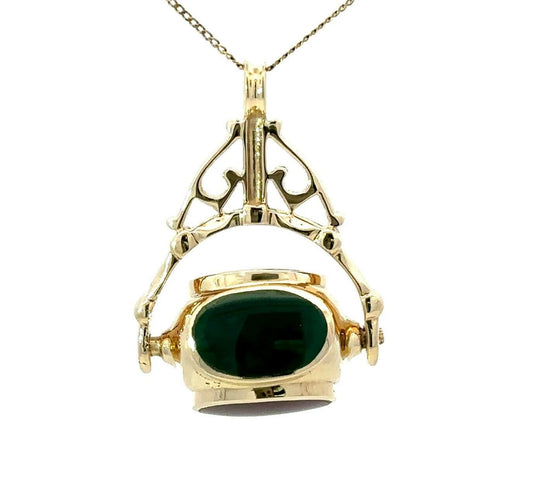 9Ct Yellow Gold Vintage Victorian Era 4 Stone Swivel Pendant