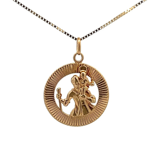 9Ct Yellow Gold Vintage Saint Christopher Charm Pendant