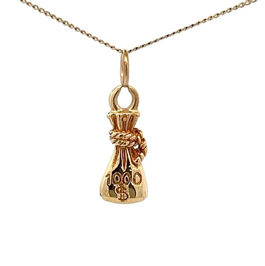 9Ct Yellow Gold Lucky Moneybag Charm Pendant