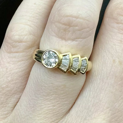 18Ct Yellow Gold .65 Carat TW Diamond Dress Ring Sz H 1/2 VAL INCLUDED