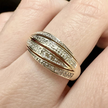 9Ct Yellow Gold .15 Carat TW Diamond Ring Sz P 1/2