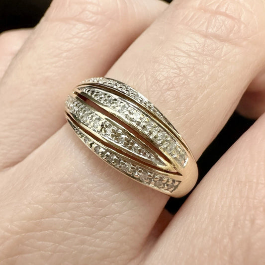 9Ct Yellow Gold .15 Carat TW Diamond Ring Sz P 1/2