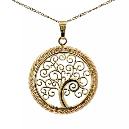 9Ct Two-Toned Gold Tree of Life Charm Pendant