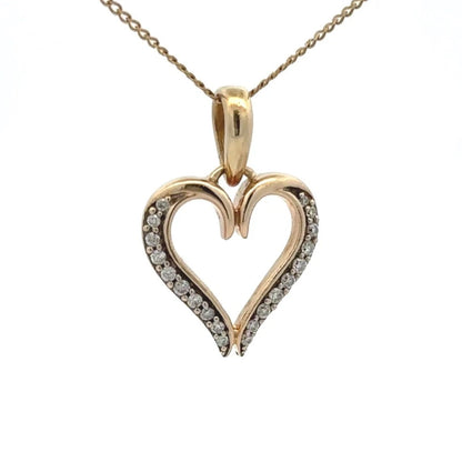 9Ct Yellow Gold .10 Carat TDW Diamond Set Heart Pendant