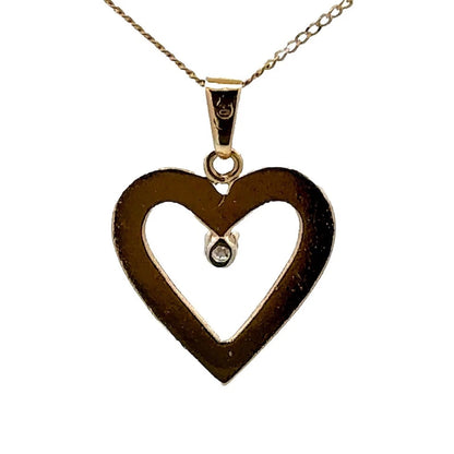 18Ct Yellow Gold Diamond Set Heart Pendant