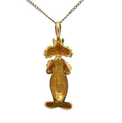14Ct Yellow Gold Vintage Looney Tunes Sylvester The Cat Slider Charm Pendant