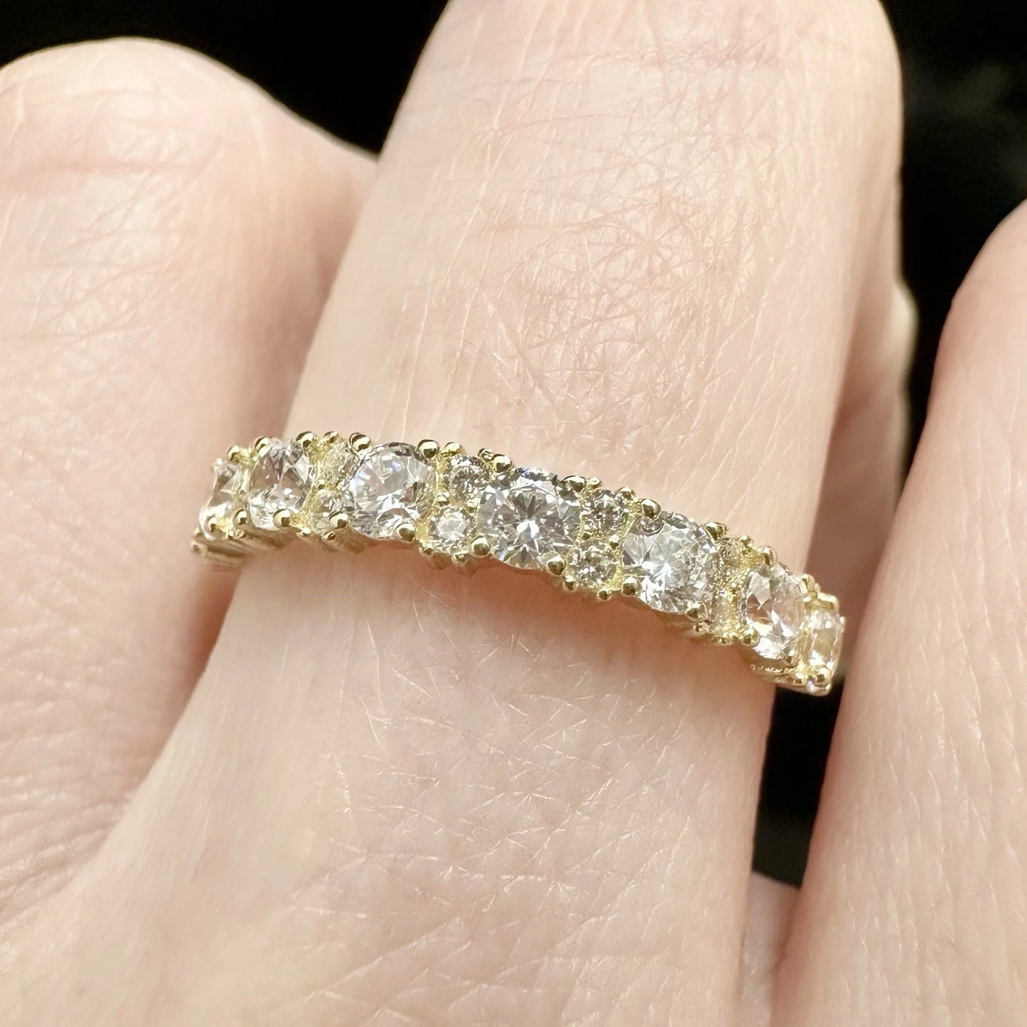 9Ct Yellow Gold 1/2Ct TW Diamond Simulant Band Ring Sz O