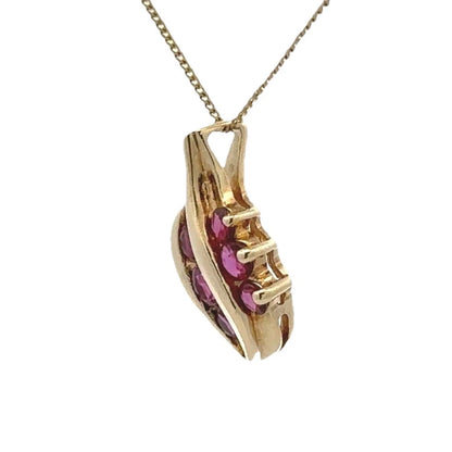 14Ct Yellow Gold Created Ruby Slider Pendant