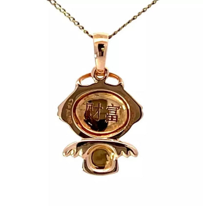 18Ct Yellow Gold .050CT TW Diamond Set Wealth Bao Bao Family Charm Pendant