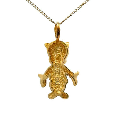14Ct Yellow Gold Vintage Looney Tunes Porky Pig Slider Charm Pendant