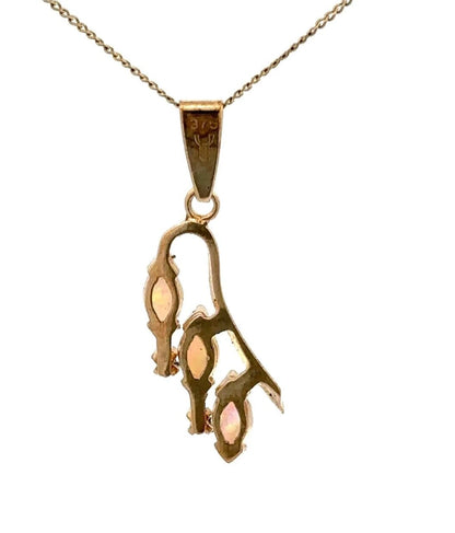 9Ct Yellow Gold Marquise Cut Opal & Diamond Accent Charm Pendant