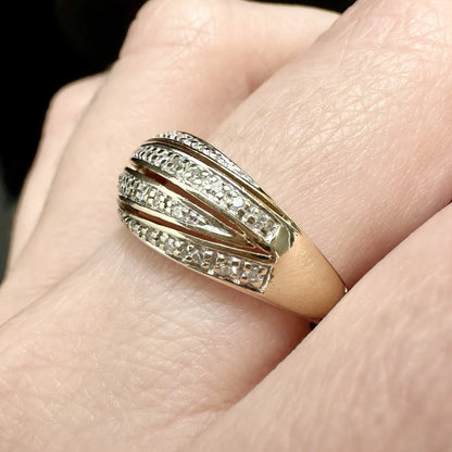 9Ct Yellow Gold .15 Carat TW Diamond Ring Sz P 1/2