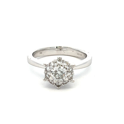 18Ct White Gold Diamond Cluster Ring -0.71 Carat TDW