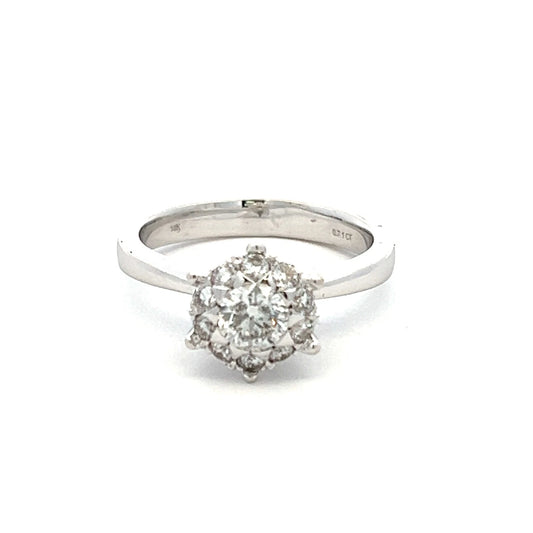 18Ct White Gold Diamond Cluster Ring -0.71 Carat TDW