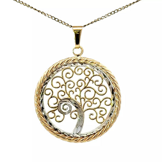 9Ct Two-Toned Gold Tree of Life Charm Pendant