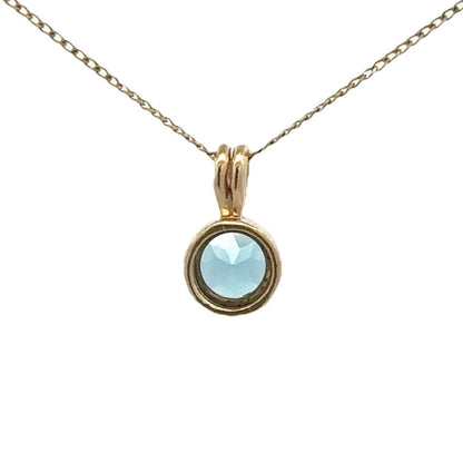 9Ct Yellow Gold Bezel Set Blue Topaz Solitaire Pendant