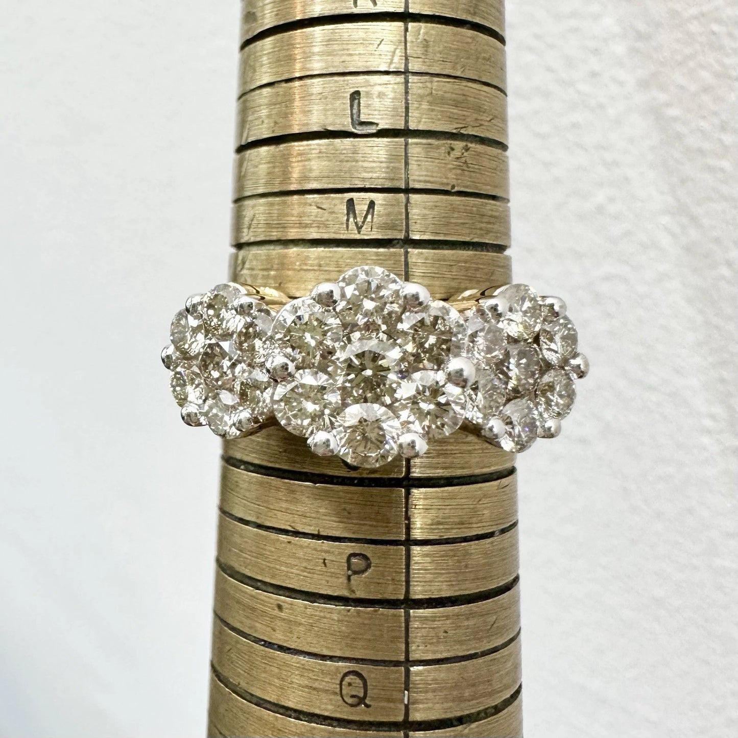 9Ct Yellow Gold 2.00Ct TW Diamond Cluster Ring Sz N