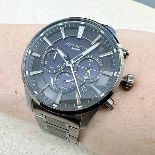 Michael Hill Solar Powered Chronograph Men's Black Toned Stainless Steel Watch