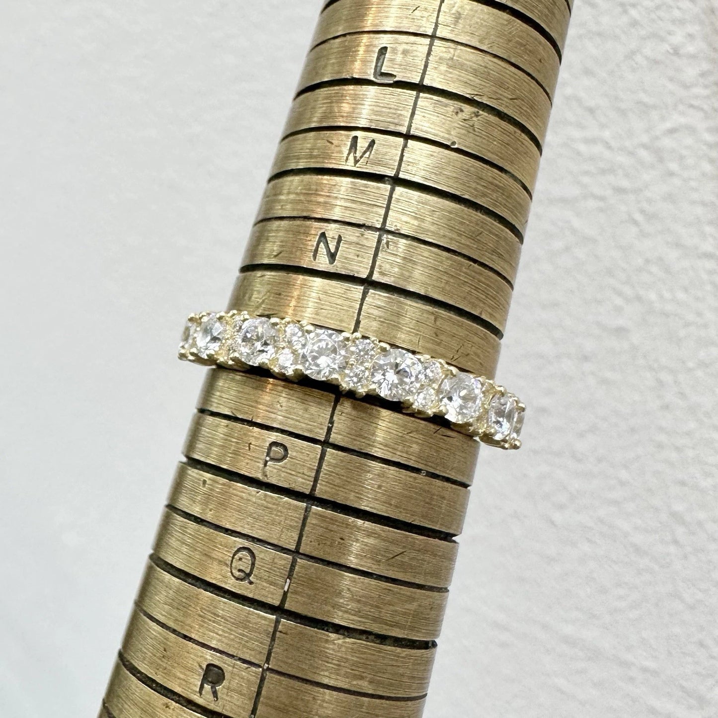 9Ct Yellow Gold 1/2Ct TW Diamond Simulant Band Ring Sz O