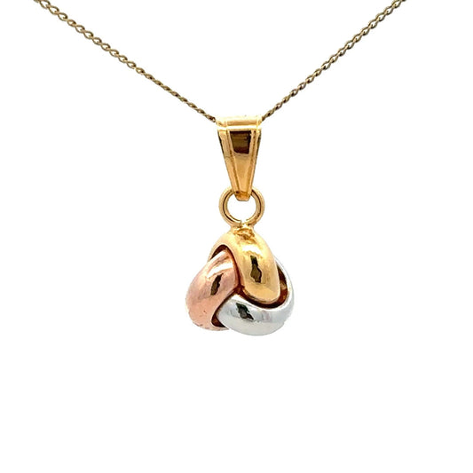 9Ct Tri-Tone Gold Love Knot Pendant