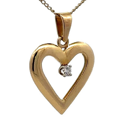18Ct Yellow Gold Diamond Set Heart Pendant