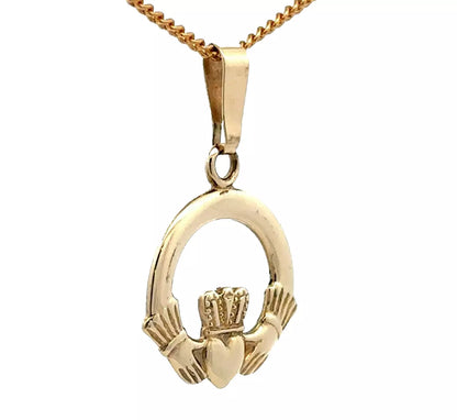 9Ct Yellow Gold Claddagh Pendant